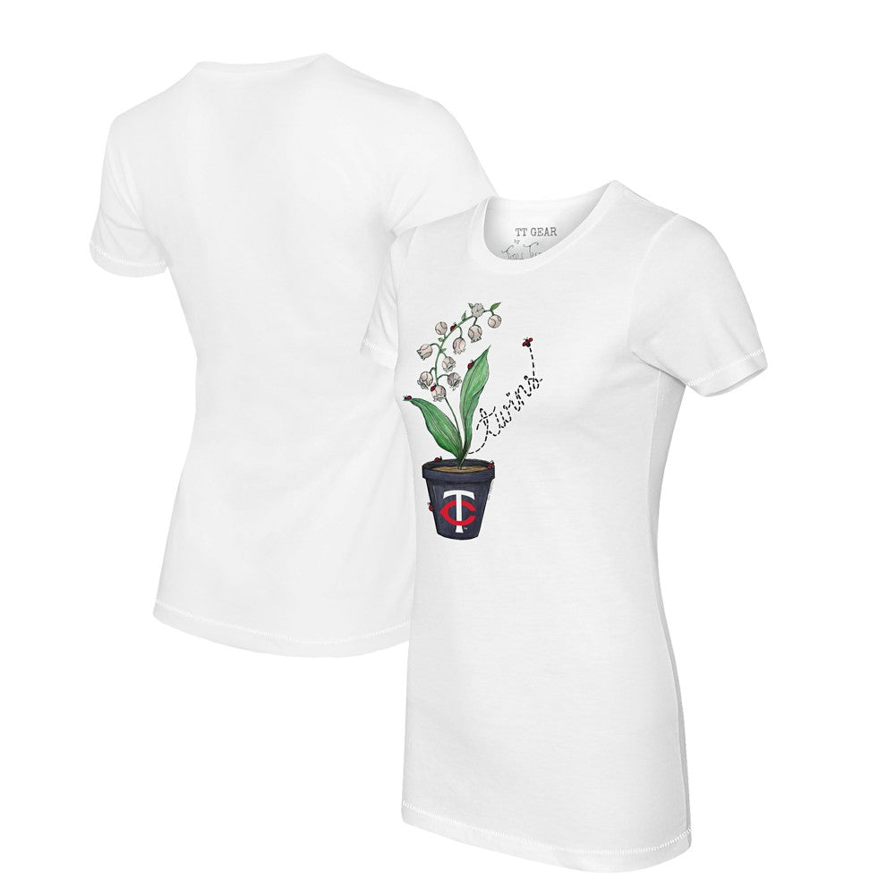 White Minnesota Twins Tiny Turnip Women's Lilies & Ladybugs T-Shirt