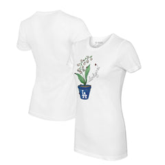 White Los Angeles Dodgers Tiny Turnip Women's Lilies & Ladybugs T-Shirt