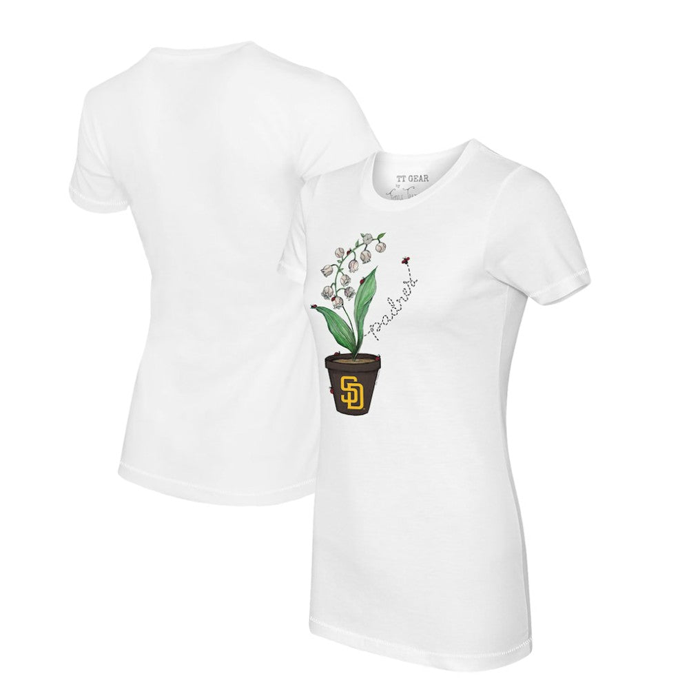 White San Diego Padres Tiny Turnip Women's Lilies & Ladybugs T-Shirt