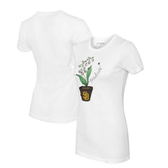 White San Diego Padres Tiny Turnip Women's Lilies & Ladybugs T-Shirt