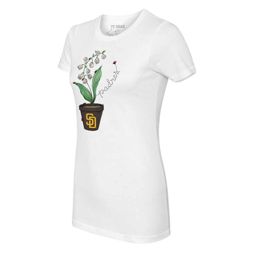 White San Diego Padres Tiny Turnip Women's Lilies & Ladybugs T-Shirt