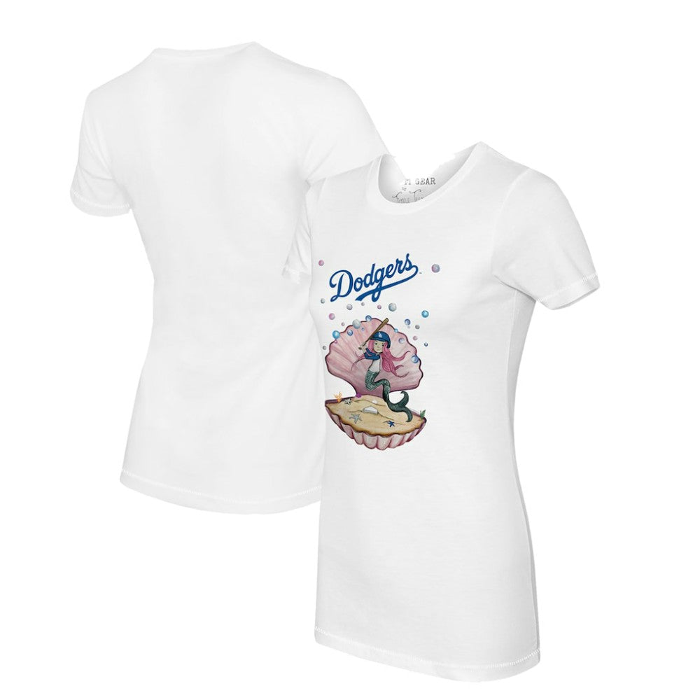 White Los Angeles Dodgers Tiny Turnip Women's Mermaid T-Shirt