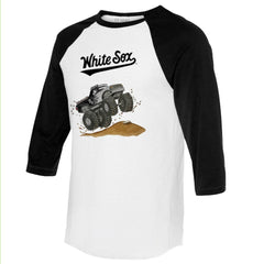 White/Black Chicago White Sox Tiny Turnip Unisex Monster Truck 3/4-Sleeve Raglan T-Shirt