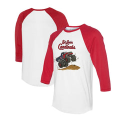 White/Red St. Louis Cardinals Tiny Turnip Unisex Monster Truck 3/4-Sleeve Raglan T-Shirt