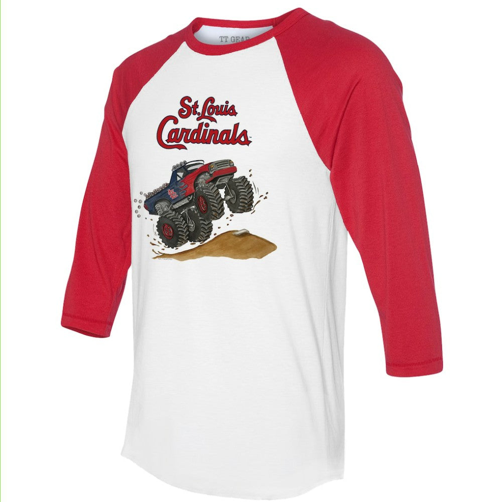 White/Red St. Louis Cardinals Tiny Turnip Unisex Monster Truck 3/4-Sleeve Raglan T-Shirt
