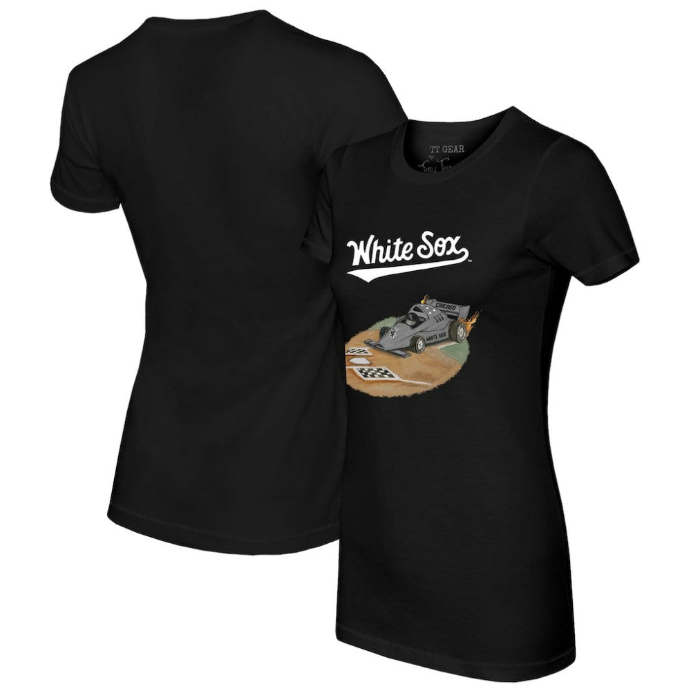 Black Chicago White Sox Tiny Turnip Women's Race Car T-Shirt