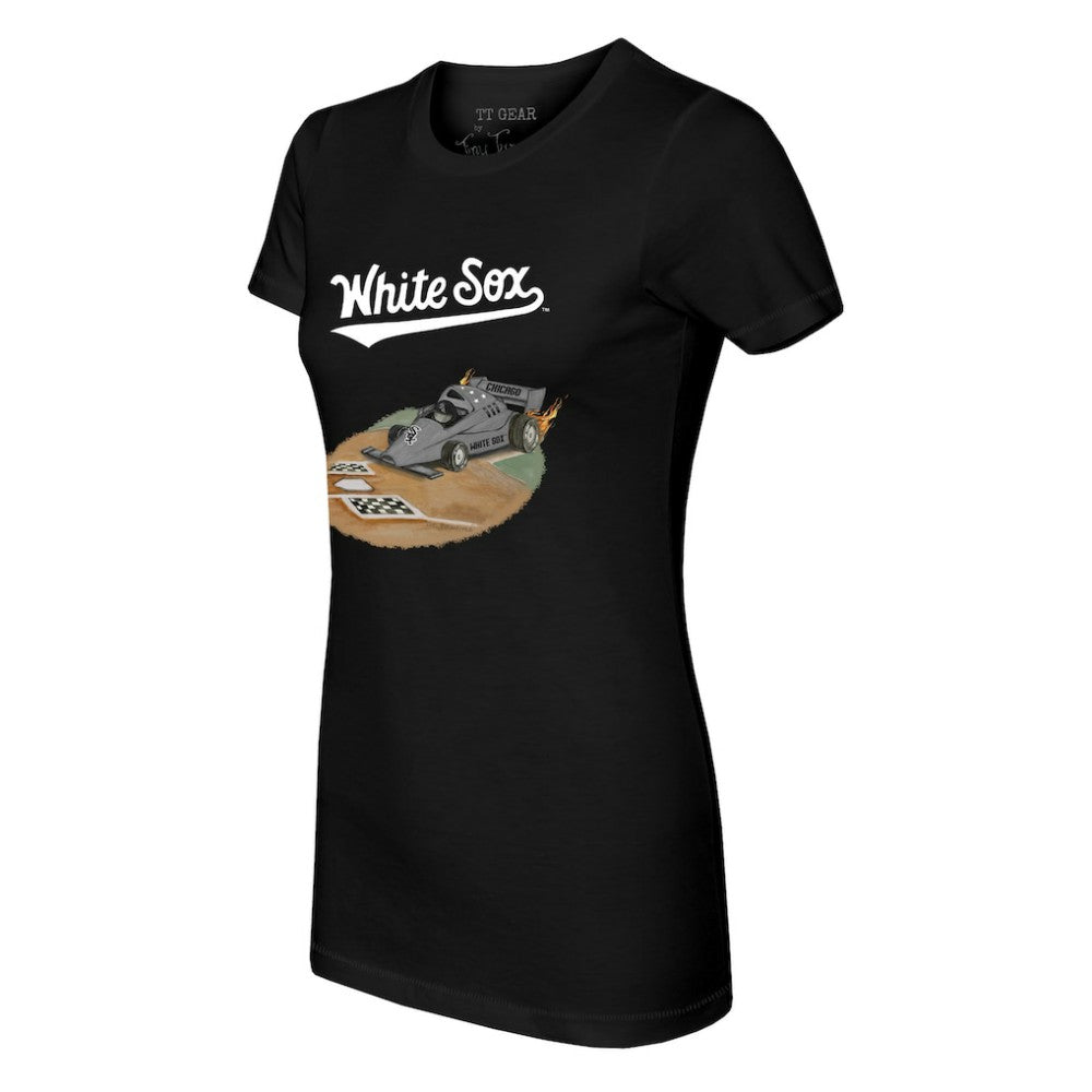 Black Chicago White Sox Tiny Turnip Women's Race Car T-Shirt