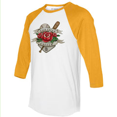 White/Gold San Diego Padres Tiny Turnip Unisex Tattoo Rose 3/4-Sleeve Raglan T-Shirt