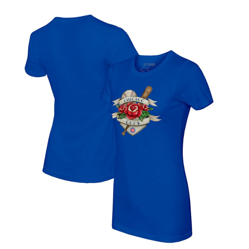 Royal Chicago Cubs Tiny Turnip Women's Tattoo Rose T-Shirt