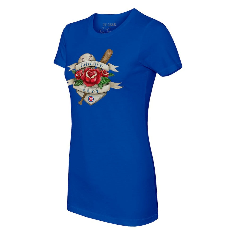 Royal Chicago Cubs Tiny Turnip Women's Tattoo Rose T-Shirt