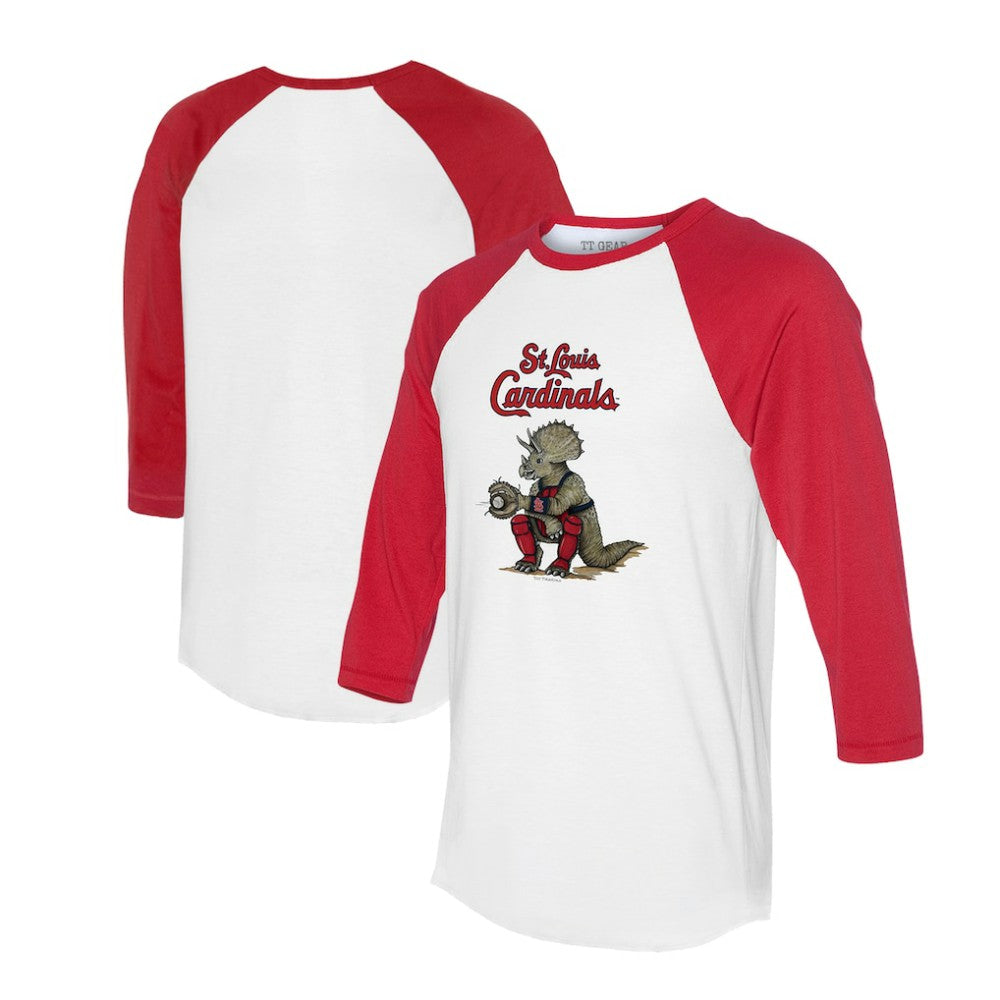 White/Red St. Louis Cardinals Tiny Turnip Unisex Triceratops 3/4-Sleeve Raglan T-Shirt