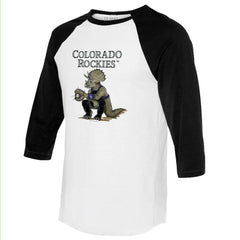 White/Black Colorado Rockies Tiny Turnip Unisex Triceratops 3/4-Sleeve Raglan T-Shirt