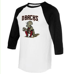 White/Black Arizona Diamondbacks Tiny Turnip Unisex Triceratops 3/4-Sleeve Raglan T-Shirt