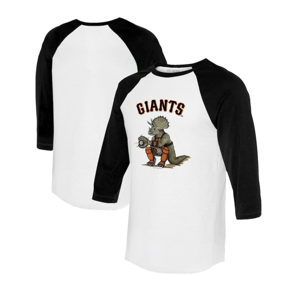 White/Black San Francisco Giants Tiny Turnip Unisex Triceratops 3/4-Sleeve Raglan T-Shirt