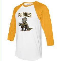 White/Gold San Diego Padres Tiny Turnip Unisex Triceratops 3/4-Sleeve Raglan T-Shirt