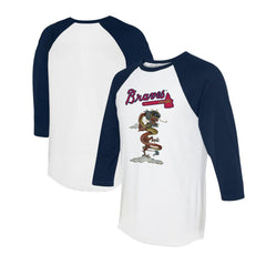 White/Navy Atlanta Braves Tiny Turnip Unisex 2024 Year of the Dragon 3/4-Sleeve Raglan T-Shirt