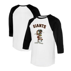 White/Black San Francisco Giants Tiny Turnip Unisex 2024 Year of the Dragon 3/4-Sleeve Raglan T-Shirt
