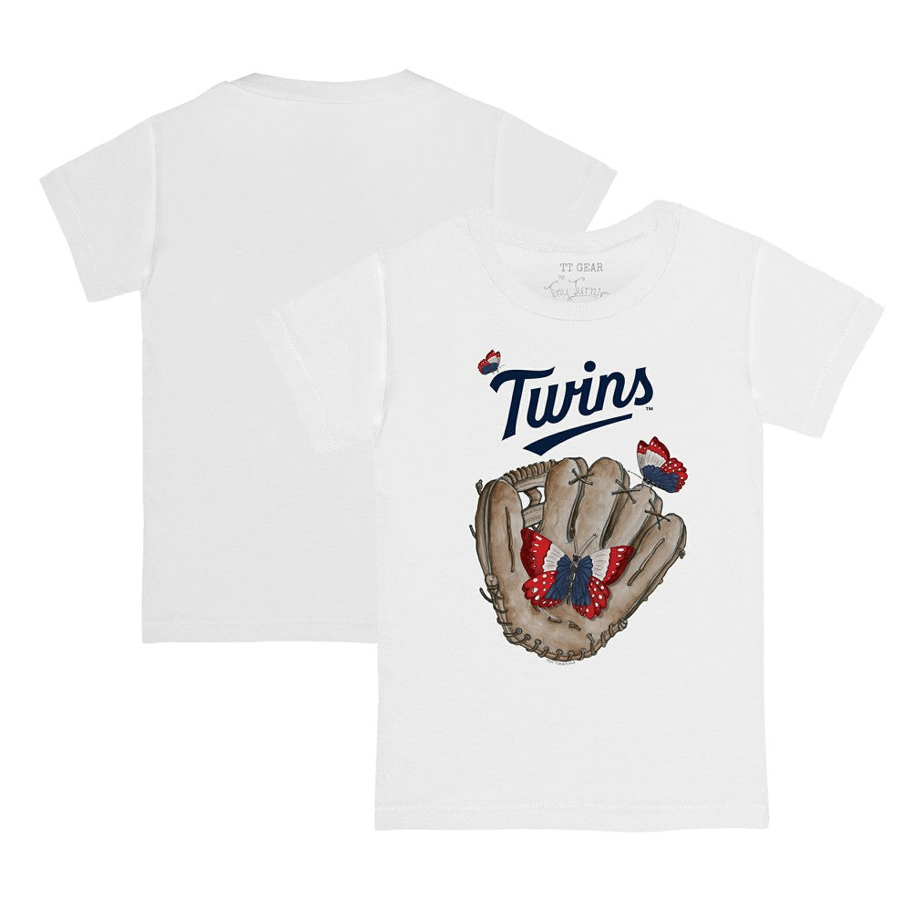 White Minnesota Twins Tiny Turnip Youth Butterfly Glove T-Shirt