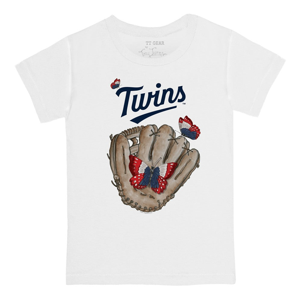 White Minnesota Twins Tiny Turnip Youth Butterfly Glove T-Shirt
