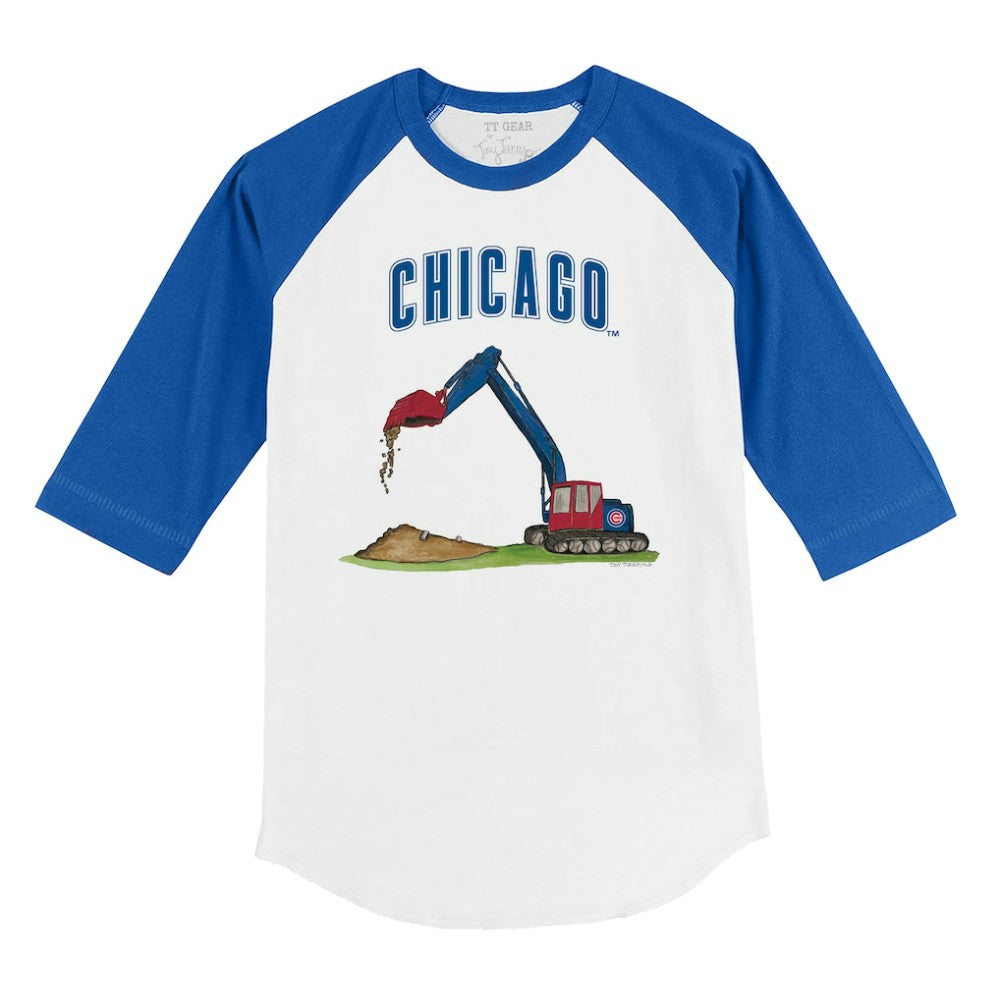 White/Royal Chicago Cubs Tiny Turnip Youth Excavator 3/4-Sleeve Raglan T-Shirt