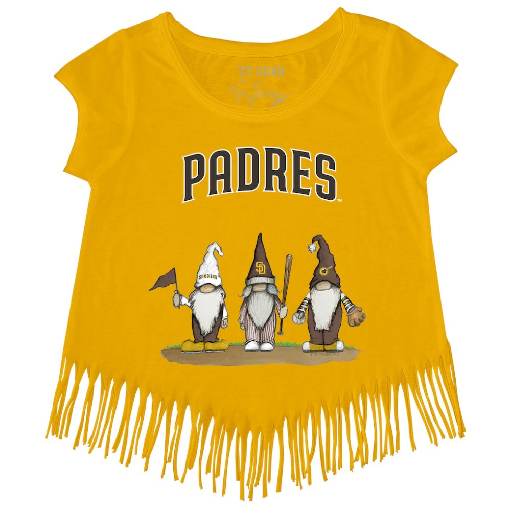 Gold San Diego Padres Tiny Turnip Girls Youth Gnomes Fringe T-Shirt