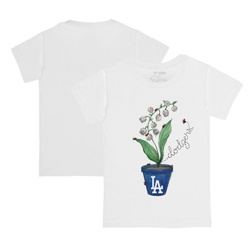 White Los Angeles Dodgers Tiny Turnip Youth Lilies & Ladybugs T-Shirt
