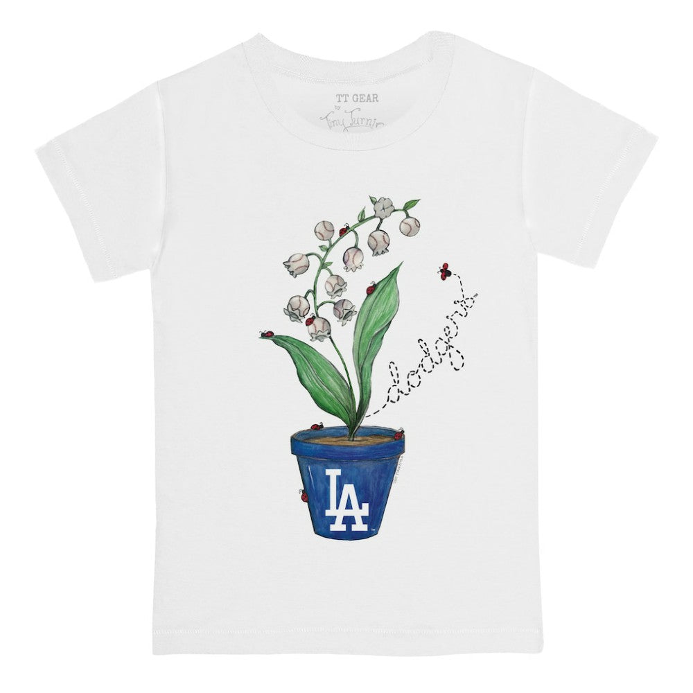 White Los Angeles Dodgers Tiny Turnip Youth Lilies & Ladybugs T-Shirt