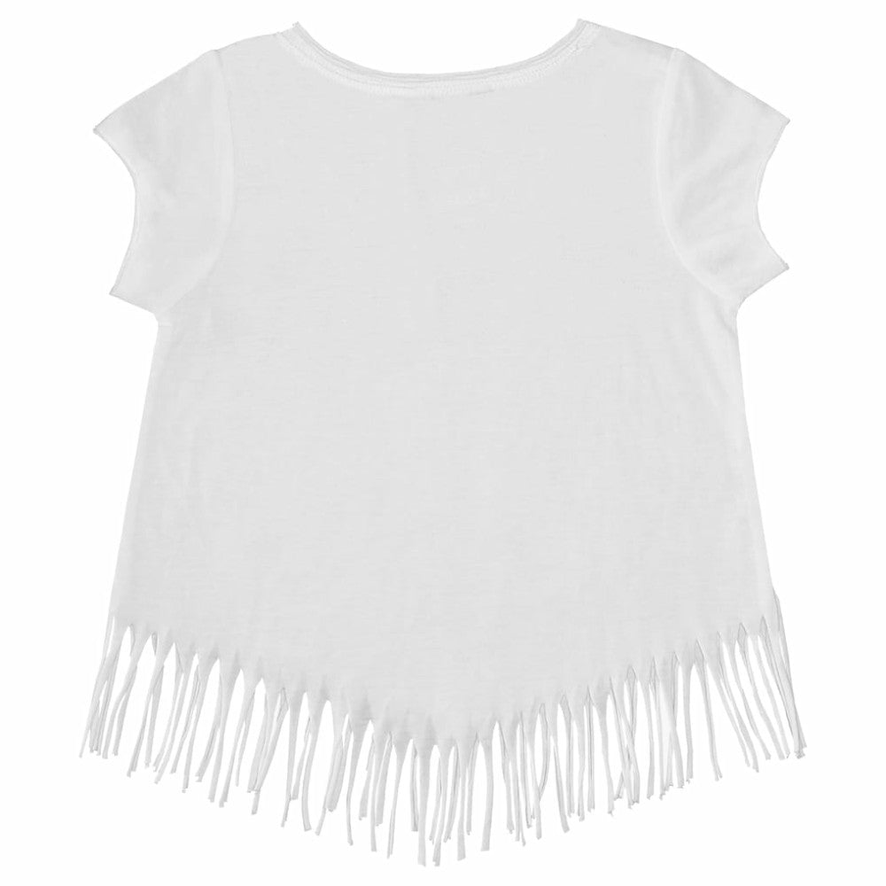 White Toronto Blue Jays Tiny Turnip Girls Youth Mermaid Fringe T-Shirt