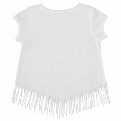 White Toronto Blue Jays Tiny Turnip Girls Youth Mermaid Fringe T-Shirt