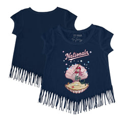 Navy Washington Nationals Tiny Turnip Girls Youth Mermaid Fringe T-Shirt
