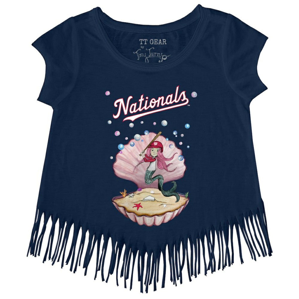 Navy Washington Nationals Tiny Turnip Girls Youth Mermaid Fringe T-Shirt