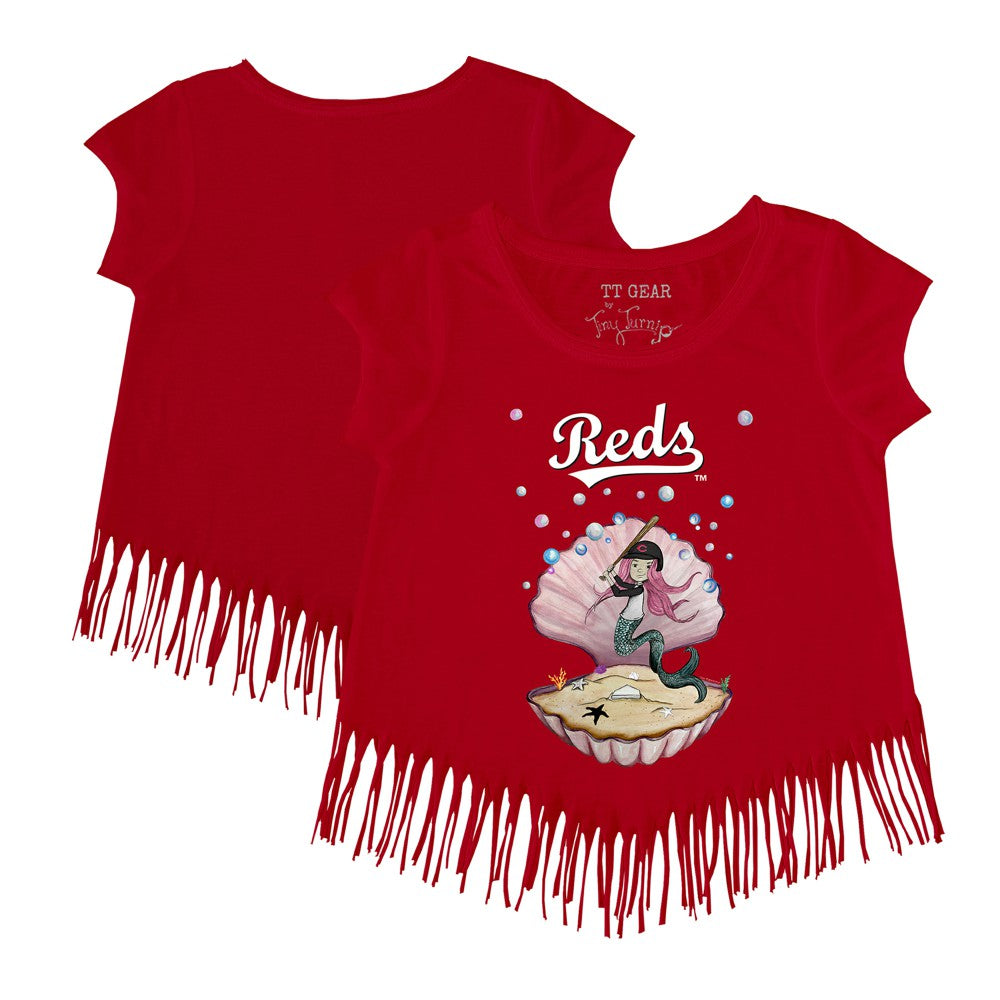 Red Cincinnati Reds Tiny Turnip Girls Youth Mermaid Fringe T-Shirt