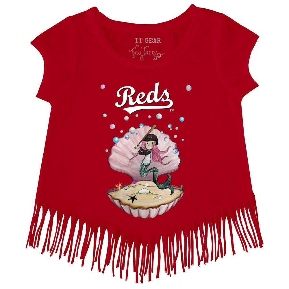 Red Cincinnati Reds Tiny Turnip Girls Youth Mermaid Fringe T-Shirt