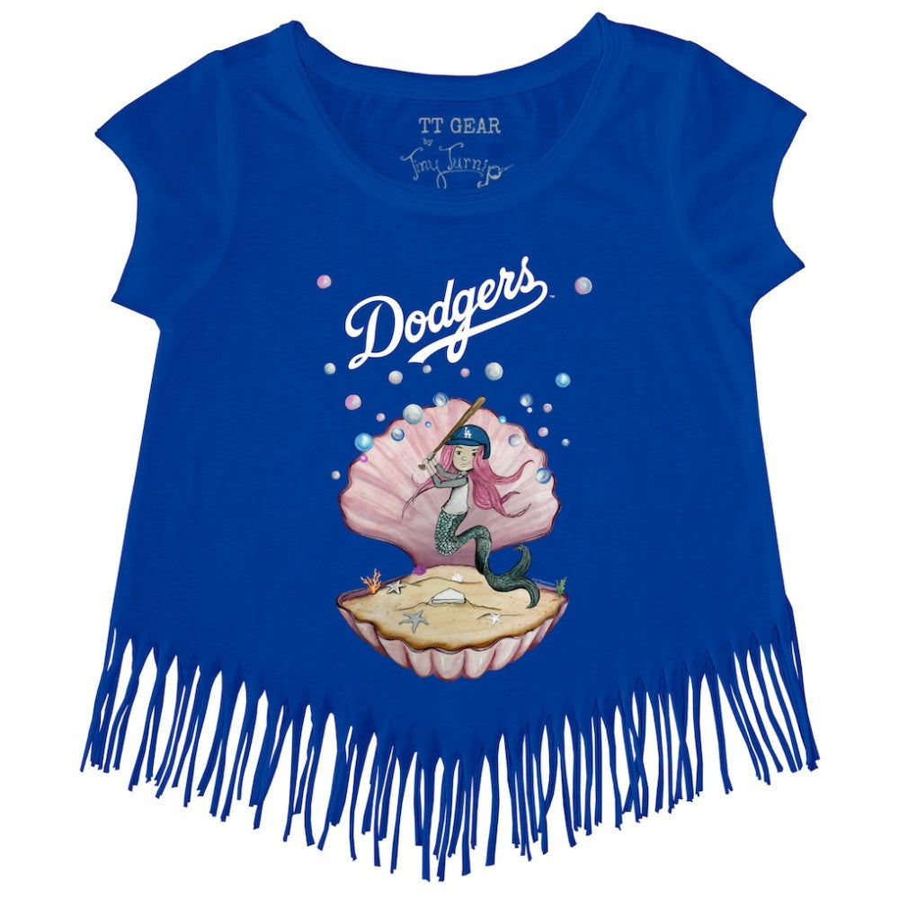 Royal Los Angeles Dodgers Tiny Turnip Girls Youth Mermaid Fringe T-Shirt