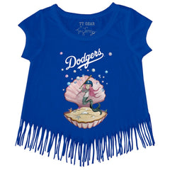 Royal Los Angeles Dodgers Tiny Turnip Girls Youth Mermaid Fringe T-Shirt