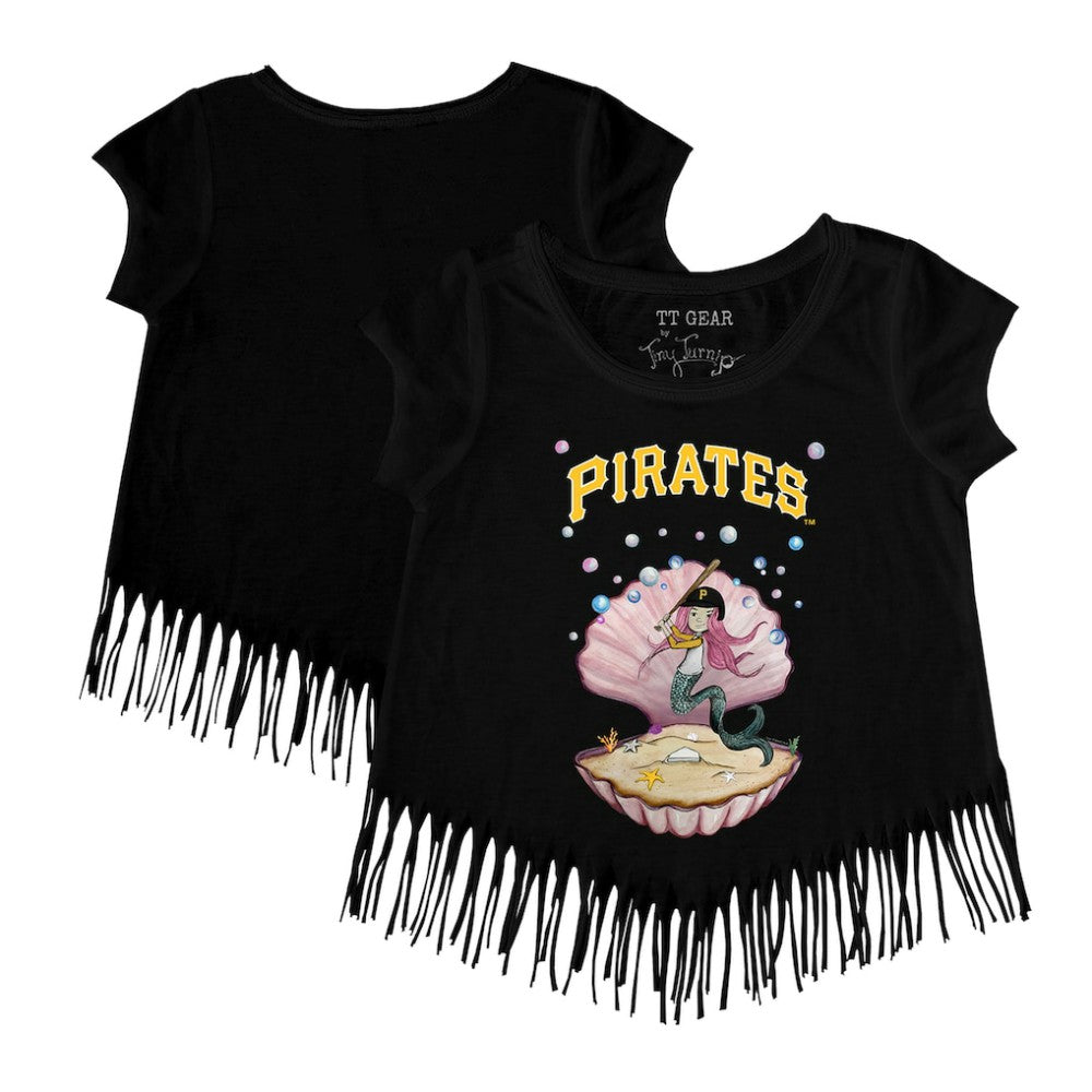 Black Pittsburgh Pirates Tiny Turnip Girls Youth Mermaid Fringe T-Shirt