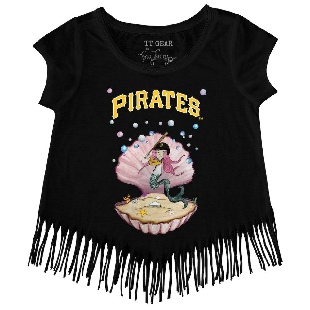 Black Pittsburgh Pirates Tiny Turnip Girls Youth Mermaid Fringe T-Shirt