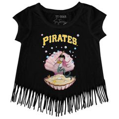 Black Pittsburgh Pirates Tiny Turnip Girls Youth Mermaid Fringe T-Shirt