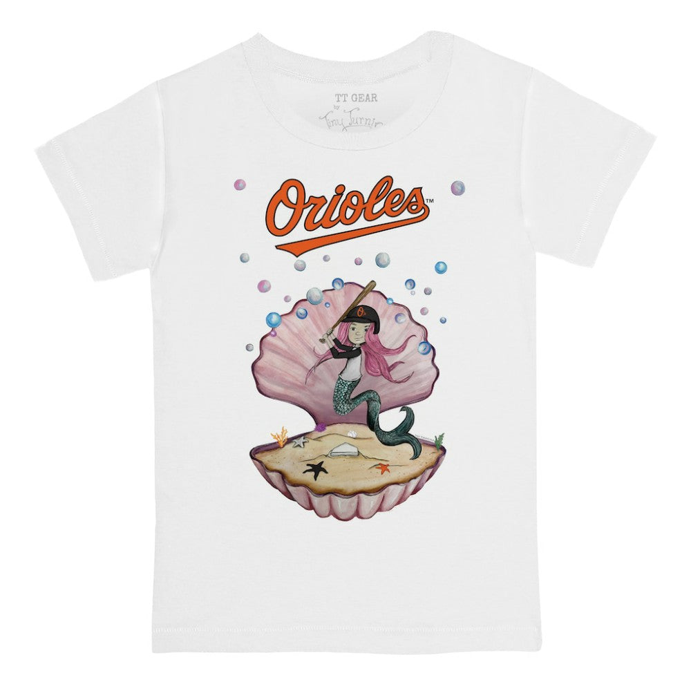 White Baltimore Orioles Tiny Turnip Youth Mermaid T-Shirt