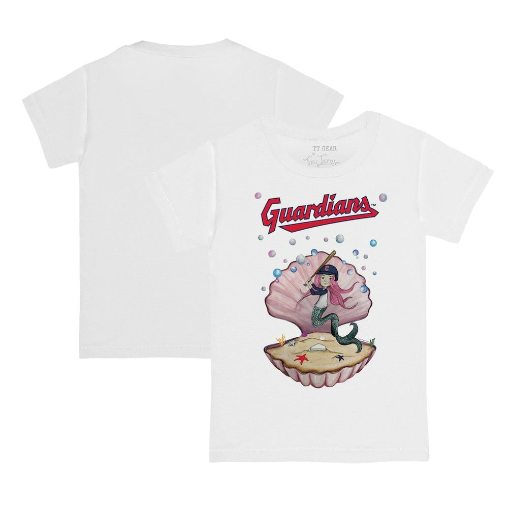 White Cleveland Guardians Tiny Turnip Youth Mermaid T-Shirt