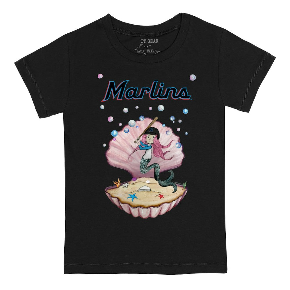 Black Miami Marlins Tiny Turnip Youth Mermaid T-Shirt