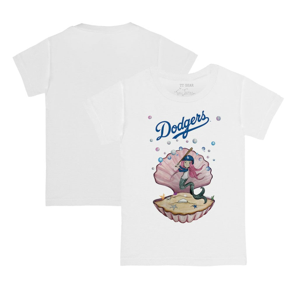 White Los Angeles Dodgers Tiny Turnip Youth Mermaid T-Shirt