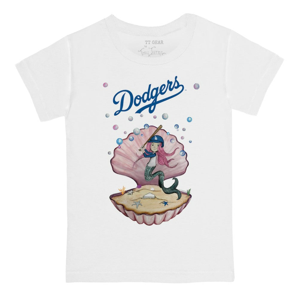 White Los Angeles Dodgers Tiny Turnip Youth Mermaid T-Shirt