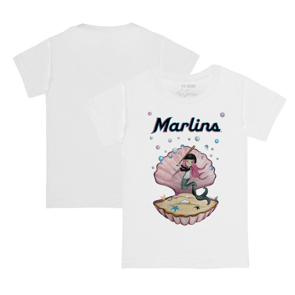 White Miami Marlins Tiny Turnip Youth Mermaid T-Shirt