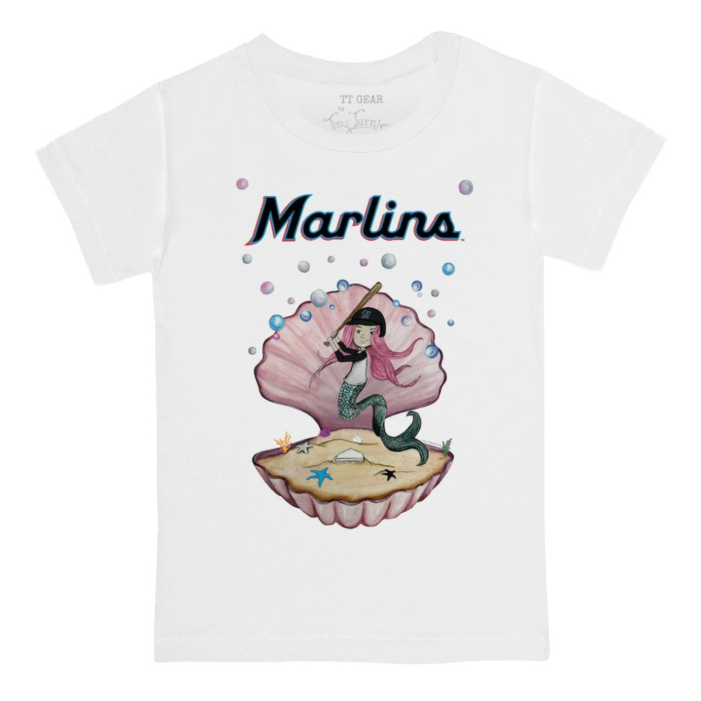 White Miami Marlins Tiny Turnip Youth Mermaid T-Shirt