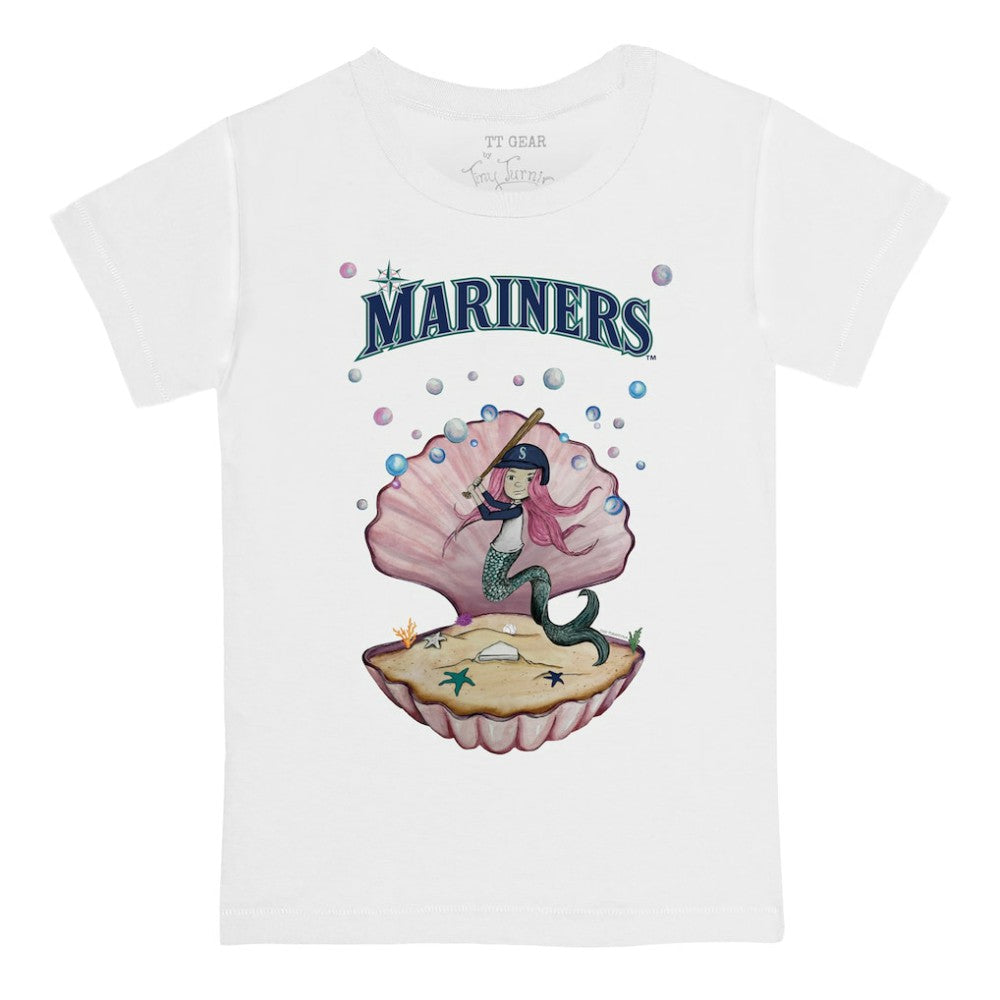 White Seattle Mariners Tiny Turnip Youth Mermaid T-Shirt