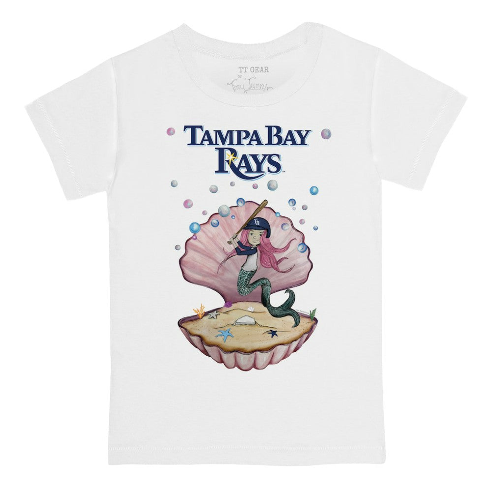 White Tampa Bay Rays Tiny Turnip Youth Mermaid T-Shirt