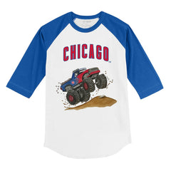 White/Royal Chicago Cubs Tiny Turnip Youth Monster Truck 3/4-Sleeve Raglan T-Shirt