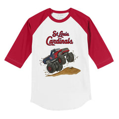 White/Red St. Louis Cardinals Tiny Turnip Youth Monster Truck 3/4-Sleeve Raglan T-Shirt