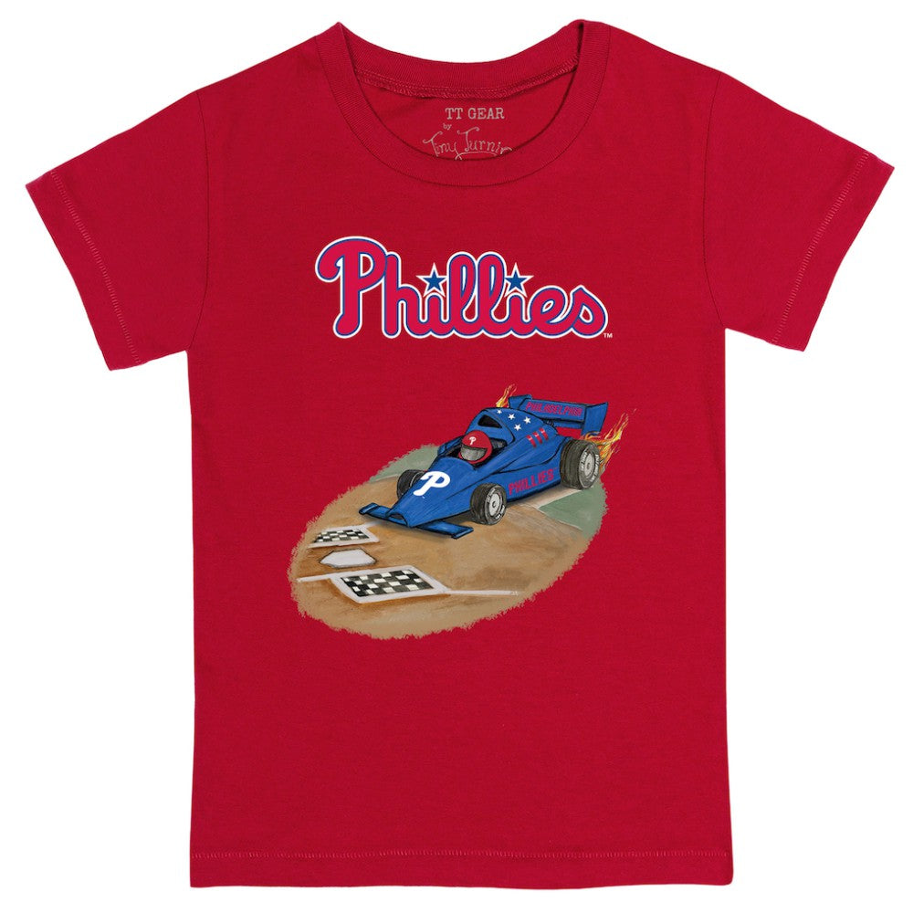 Red Philadelphia Phillies Tiny Turnip Youth Race Car T-Shirt